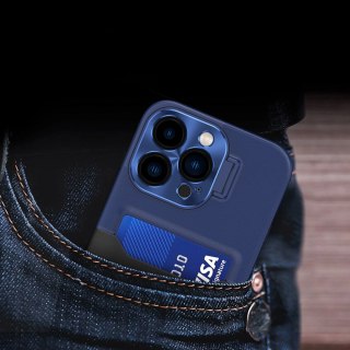 Leather Stand Case etui do iPhone 14 Plus pokrowiec portfel na kartę z podstawką niebieskie