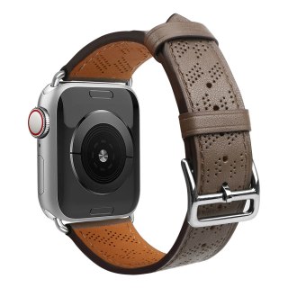 Pasek skórzany Strap Leather do Apple Watch 38 / 40 / 41 mm opaska bransoleta - ciemnobrązowy