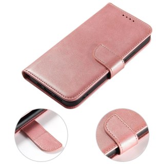 Etui portfel z klapką podstawką do iPhone 15 Plus Magnet Case - różowe