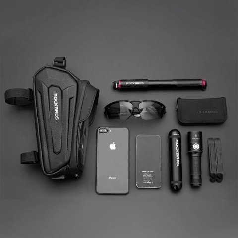 Sakwa rowerowa Rockbros B68-1 na ramę pancerna z kieszonką na telefon 1.7l - czarna