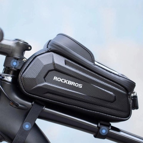 Sakwa rowerowa Rockbros B68-1 na ramę pancerna z kieszonką na telefon 1.7l - czarna
