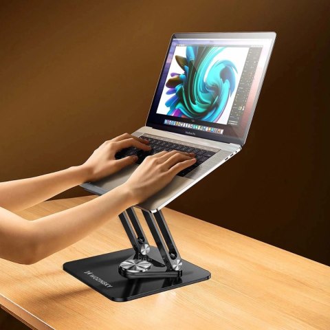 Podstawka pod laptopa, tablet Wozinsky WRS-CPY84SB 360 aluminiowa + Gratis! podstawka do smartfona - czarna