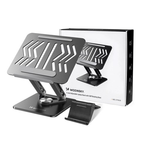 Podstawka pod laptopa, tablet Wozinsky WRS-CPY84SB 360 aluminiowa + Gratis! podstawka do smartfona - czarna