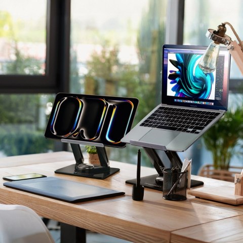 Podstawka pod laptopa, tablet Wozinsky WRS-CPY84SB 360 aluminiowa + Gratis! podstawka do smartfona - czarna