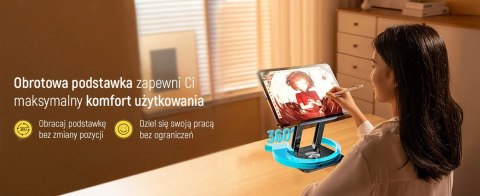Podstawka pod laptopa, tablet Wozinsky WRS-CPY84SB 360 aluminiowa + Gratis! podstawka do smartfona - czarna