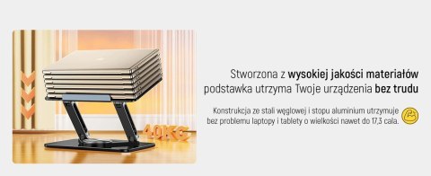 Podstawka pod laptopa, tablet Wozinsky WRS-CPY84SB 360 aluminiowa + Gratis! podstawka do smartfona - czarna