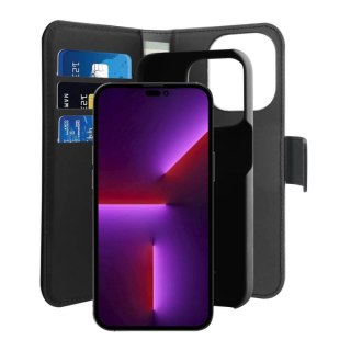 Etui z ekoskóry Puro Wallet Detachable MagSafe 2w1 z klapką i portfelem do iPhone 14 Pro Max - czarne