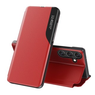 Eco Leather View Case etui do Samsung Galaxy S24 FE z klapką i podstawką - czerwone