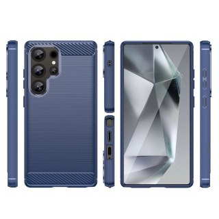 Etui silikonowe Carbon Case do Samsung Galaxy S25 Ultra - niebieskie