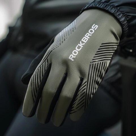 Rękawiczki rowerowe Rockbros wiosna/lato/jesień, pełne, rozmiar: XXL - zielone