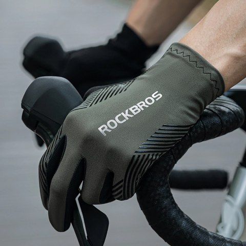 Rękawiczki rowerowe Rockbros wiosna/lato/jesień, pełne, rozmiar: M - zielone