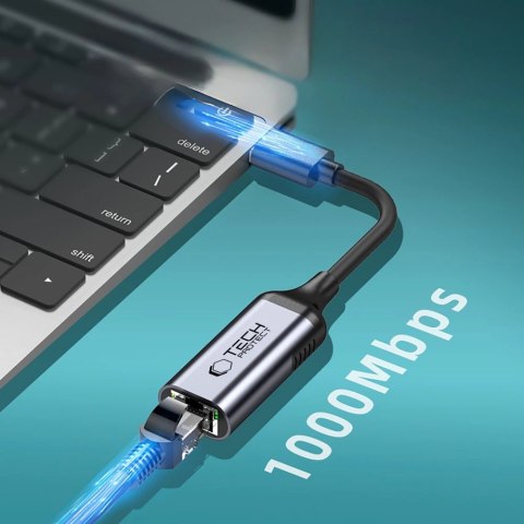 Adapter Tech-Protect UltraBoost USB-C do Ethernet RJ45 1000Mbps - czarny