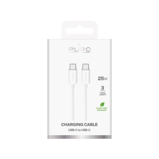 Kabel Puro TPE 25W USB-C - USB-C 3m - biały