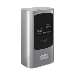 Powerbank Puro 45W 10000mAh USB-A USB-C z wyświetlaczem - szary